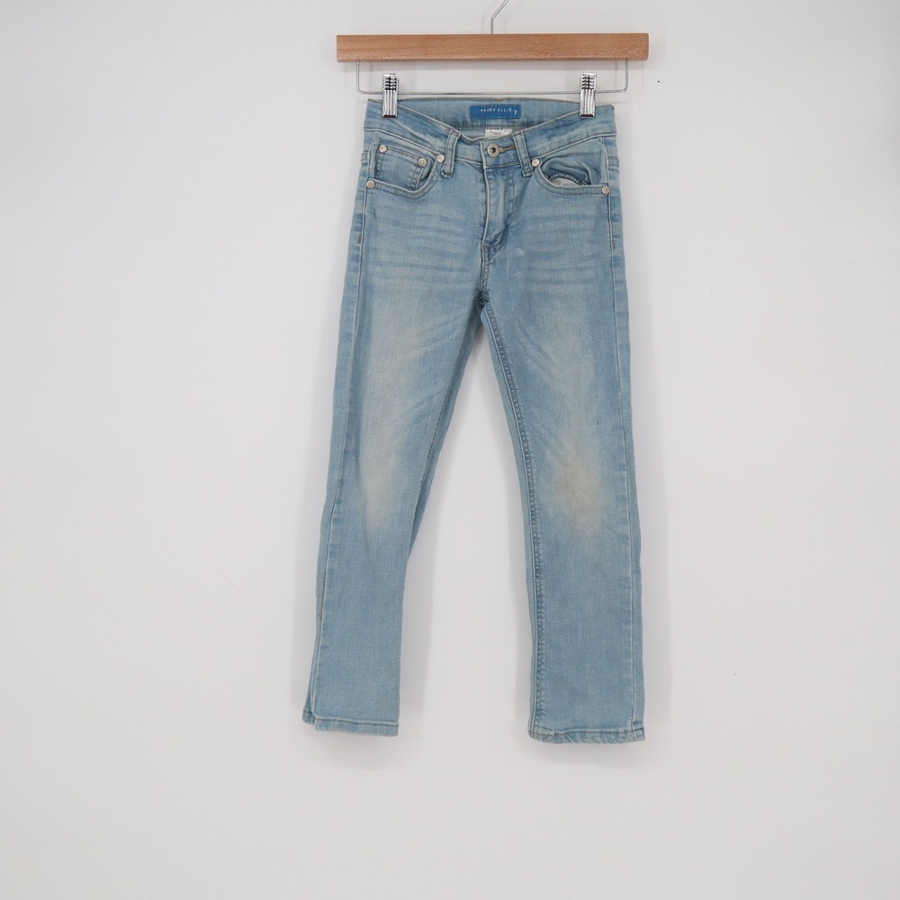 Perry Ellis Boys Light Wash Straight Leg Denim Jeans Blue Size 7